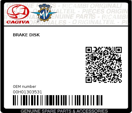 Product image: Cagiva - 00H01303531 - BRAKE DISK  0