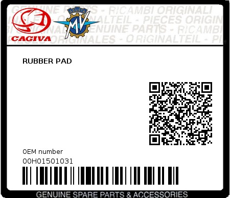 Product image: Cagiva - 00H01501031 - RUBBER PAD  0