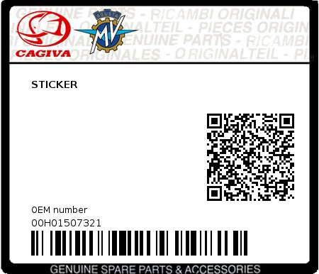 Product image: Cagiva - 00H01507321 - STICKER 