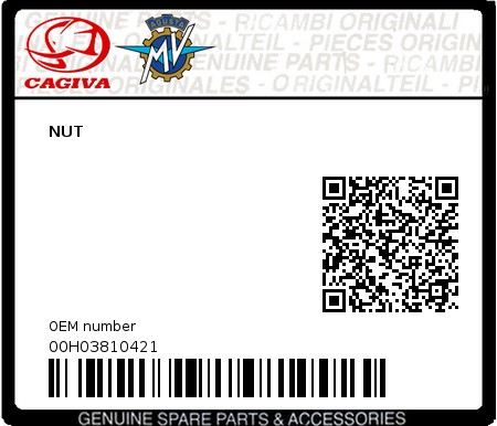 Product image: Cagiva - 00H03810421 - NUT  0