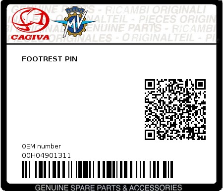 Product image: Cagiva - 00H04901311 - FOOTREST PIN  0