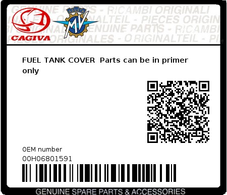 Product image: Cagiva - 00H06801591 - FUEL TANK COVER  Parts can be in primer only  0