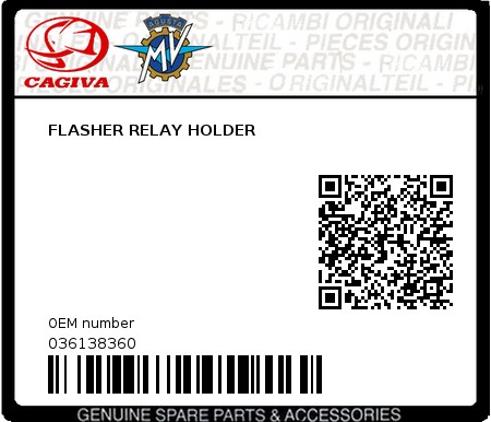 Product image: Cagiva - 036138360 - FLASHER RELAY HOLDER  0