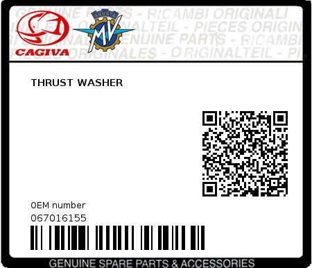 Product image: Cagiva - 067016155 - THRUST WASHER  0