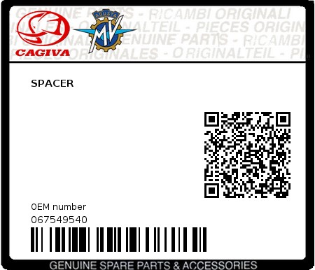 Product image: Cagiva - 067549540 - SPACER  0