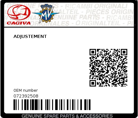 Product image: Cagiva - 072392508 - ADJUSTEMENT 