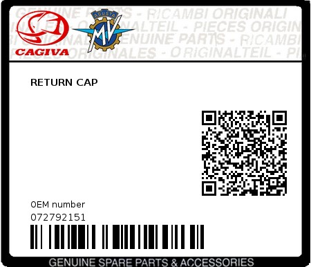 Product image: Cagiva - 072792151 - RETURN CAP  0