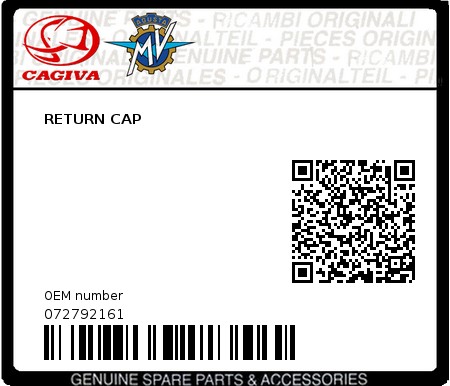 Product image: Cagiva - 072792161 - RETURN CAP 