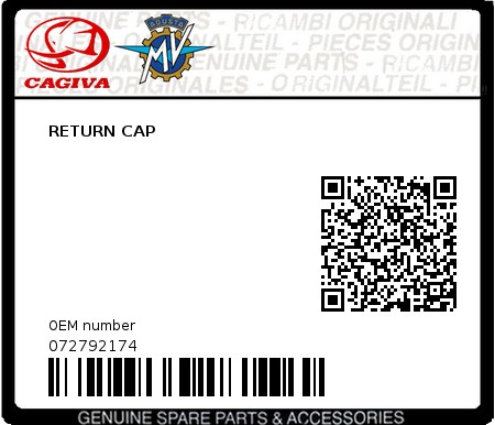 Product image: Cagiva - 072792174 - RETURN CAP 