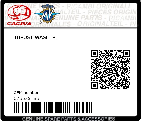 Product image: Cagiva - 075529165 - THRUST WASHER  0