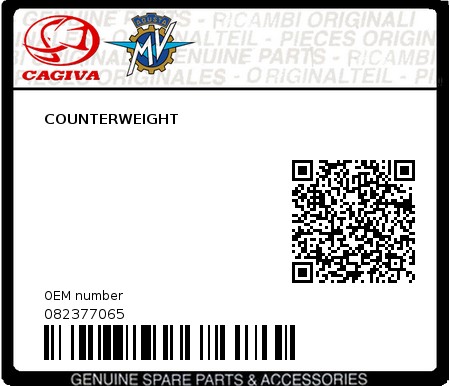 Product image: Cagiva - 082377065 - COUNTERWEIGHT 