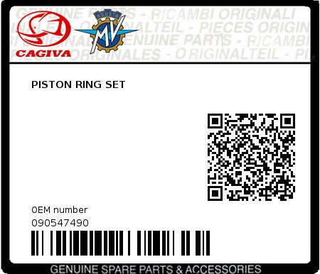 Product image: Cagiva - 090547490 - PISTON RING SET 