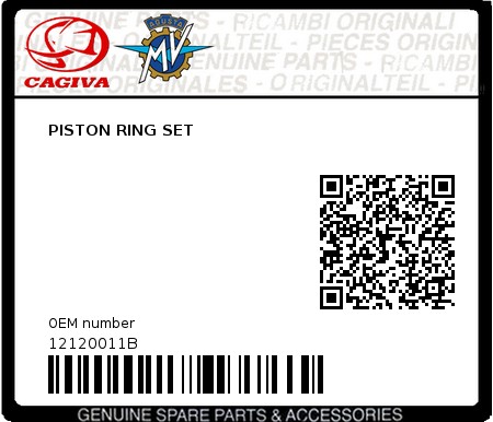 Product image: Cagiva - 12120011B - PISTON RING SET  0