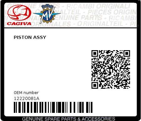 Product image: Cagiva - 12220081A - PISTON ASSY  0