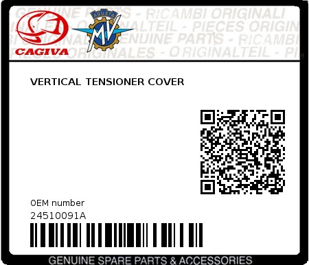 Product image: Cagiva - 24510091A - VERTICAL TENSIONER COVER 