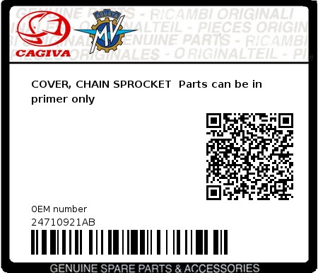 Product image: Cagiva - 24710921AB - COVER, CHAIN SPROCKET  Parts can be in primer only 