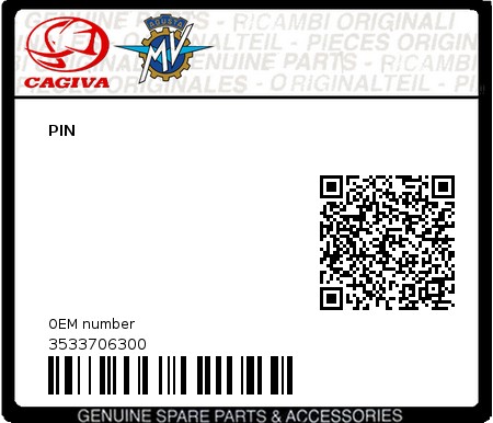 Product image: Cagiva - 3533706300 - PIN  0