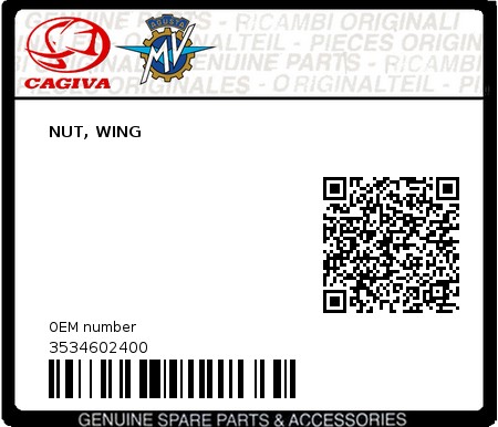 Product image: Cagiva - 3534602400 - NUT, WING  0