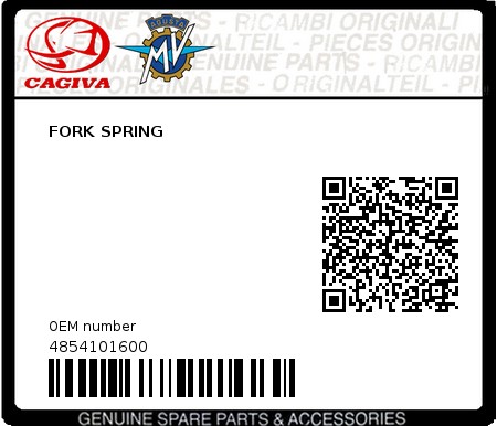 Product image: Cagiva - 4854101600 - FORK SPRING  0