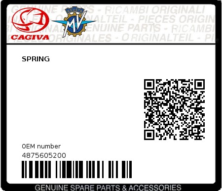 Product image: Cagiva - 4875605200 - SPRING  0