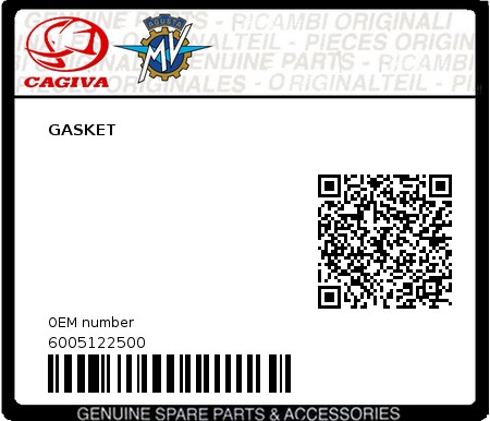 Product image: Cagiva - 6005122500 - GASKET  0