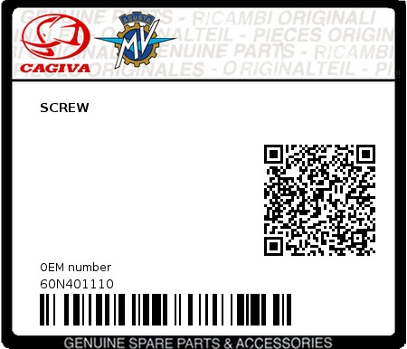 Product image: Cagiva - 60N401110 - SCREW  0