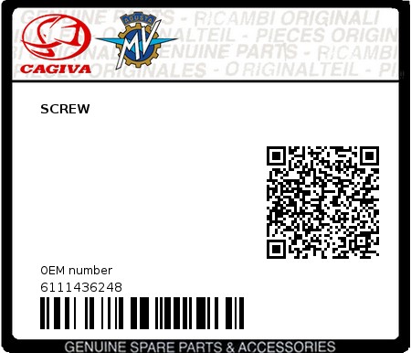 Product image: Cagiva - 6111436248 - SCREW  0