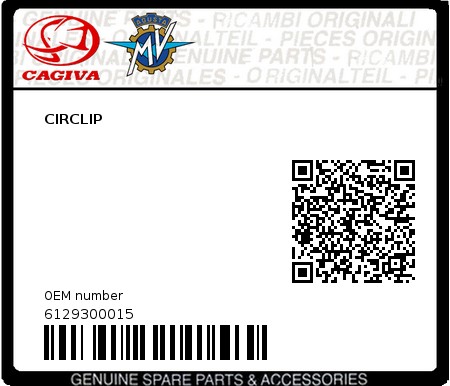 Product image: Cagiva - 6129300015 - CIRCLIP  0