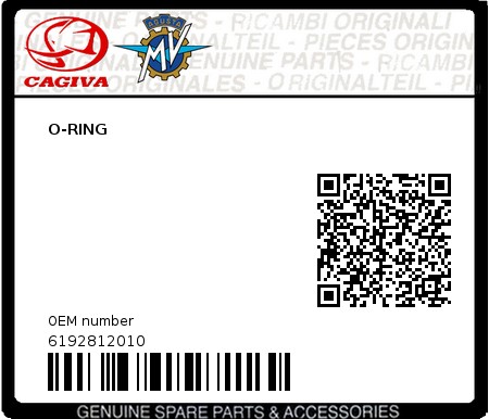 Product image: Cagiva - 6192812010 - O-RING  0