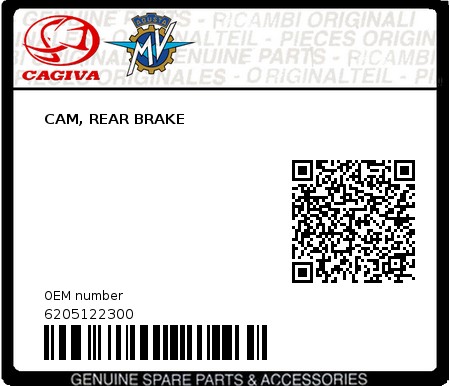 Product image: Cagiva - 6205122300 - CAM, REAR BRAKE  0