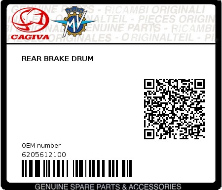 Product image: Cagiva - 6205612100 - REAR BRAKE DRUM  0