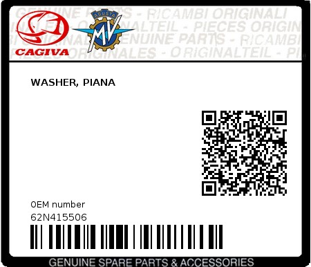 Product image: Cagiva - 62N415506 - WASHER, PIANA  0