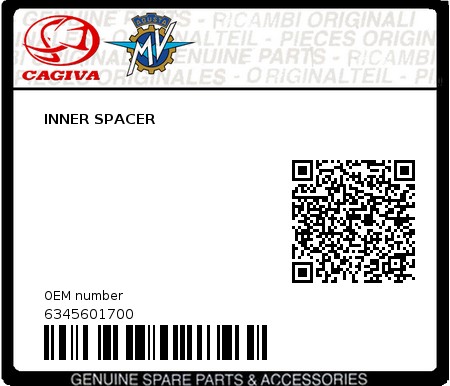 Product image: Cagiva - 6345601700 - INNER SPACER  0