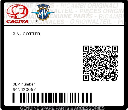 Product image: Cagiva - 64N420067 - PIN, COTTER  0