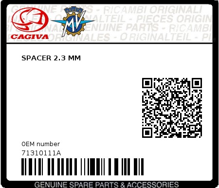 Product image: Cagiva - 71310111A - SPACER 2.3 MM  0