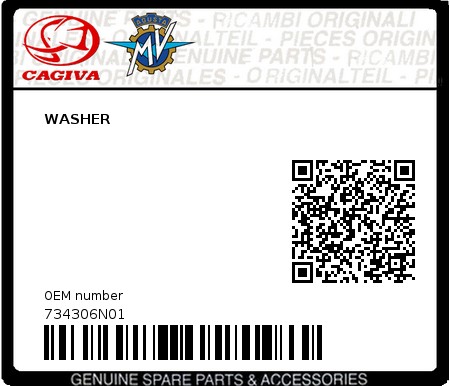 Product image: Cagiva - 734306N01 - WASHER  0