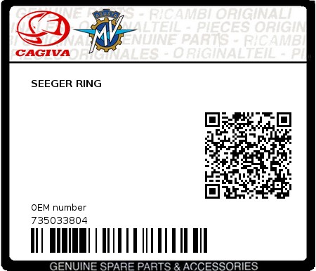 Product image: Cagiva - 735033804 - SEEGER RING  0