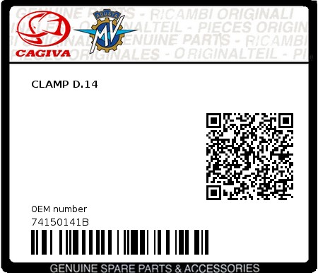 Product image: Cagiva - 74150141B - CLAMP D.14  0