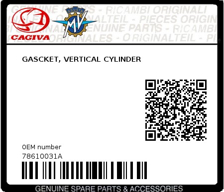 Product image: Cagiva - 78610031A - GASCKET, VERTICAL CYLINDER  0