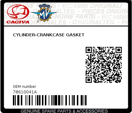 Product image: Cagiva - 78610041A - CYLINDER-CRANKCASE GASKET  0