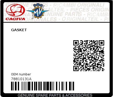 Product image: Cagiva - 78810131A - GASKET  0