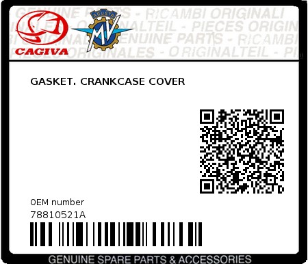 Product image: Cagiva - 78810521A - GASKET. CRANKCASE COVER  0