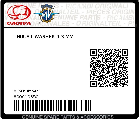 Product image: Cagiva - 800010350 - THRUST WASHER 0.3 MM 