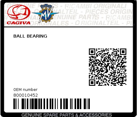 Product image: Cagiva - 800010452 - BALL BEARING 