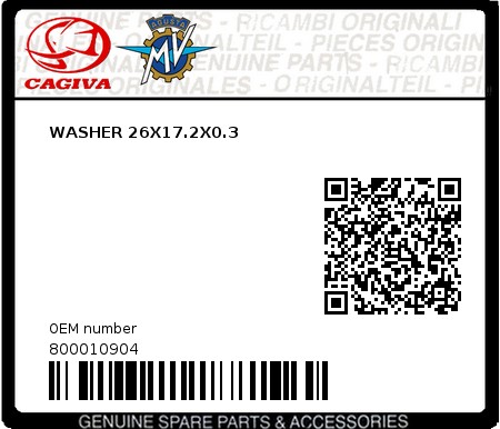 Product image: Cagiva - 800010904 - WASHER 26X17.2X0.3  0