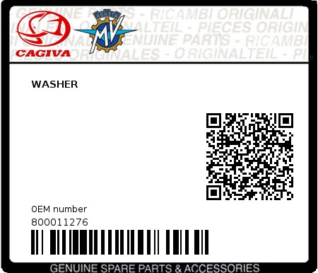 Product image: Cagiva - 800011276 - WASHER 