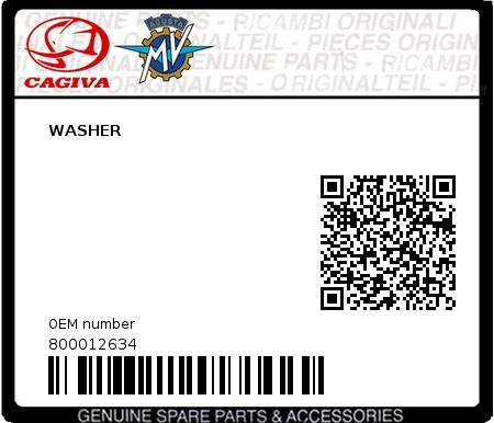 Product image: Cagiva - 800012634 - WASHER 