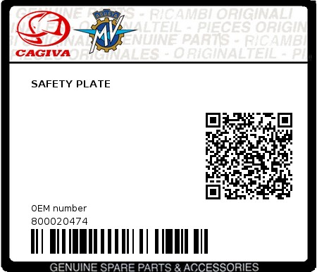 Product image: Cagiva - 800020474 - SAFETY PLATE  0