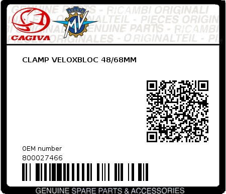 Product image: Cagiva - 800027466 - CLAMP VELOXBLOC 48/68MM 