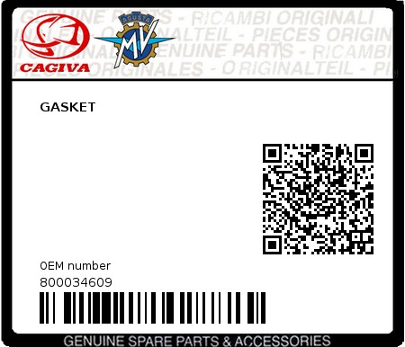 Product image: Cagiva - 800034609 - GASKET 